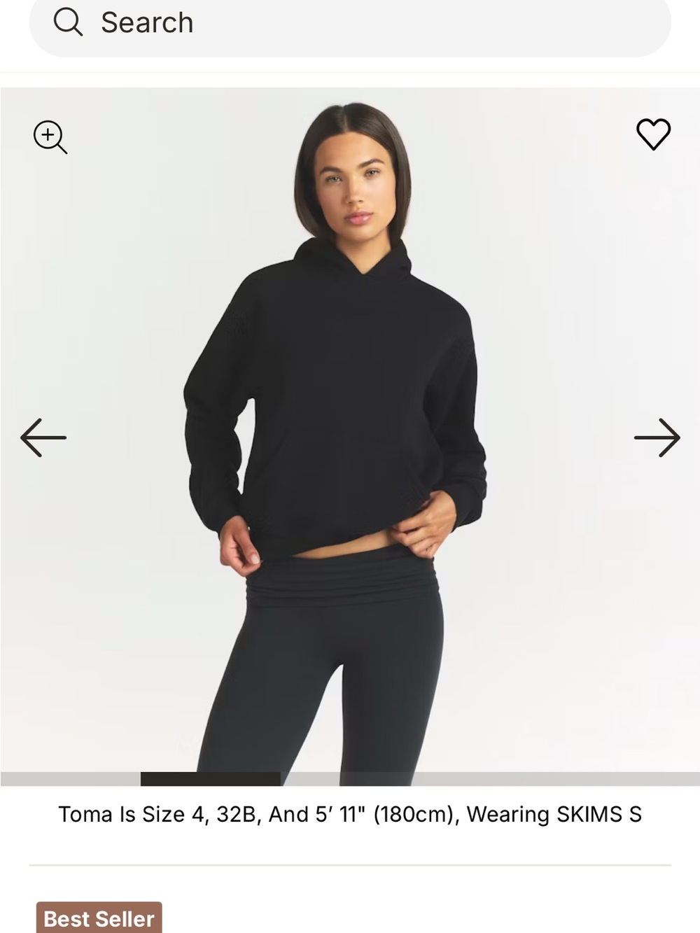 SKIMS Black Cotton Fleece Hoodie Oversized